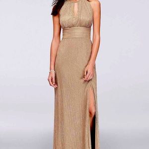 Metallic Keyhole A-line dress by R M Richards